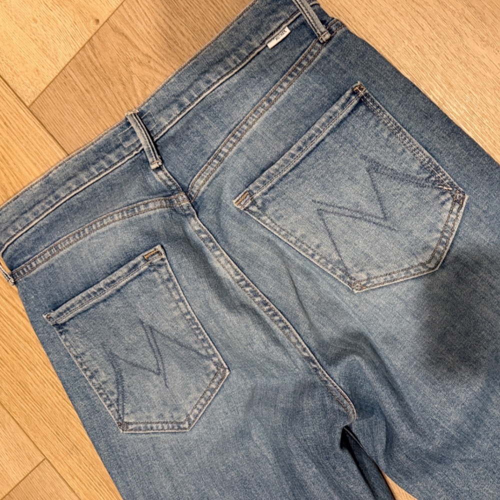 Mother The Pixie Dazzler Ankle Fray Jeans Boogie Down Blue High Rise 29 - Picture 5 of 7